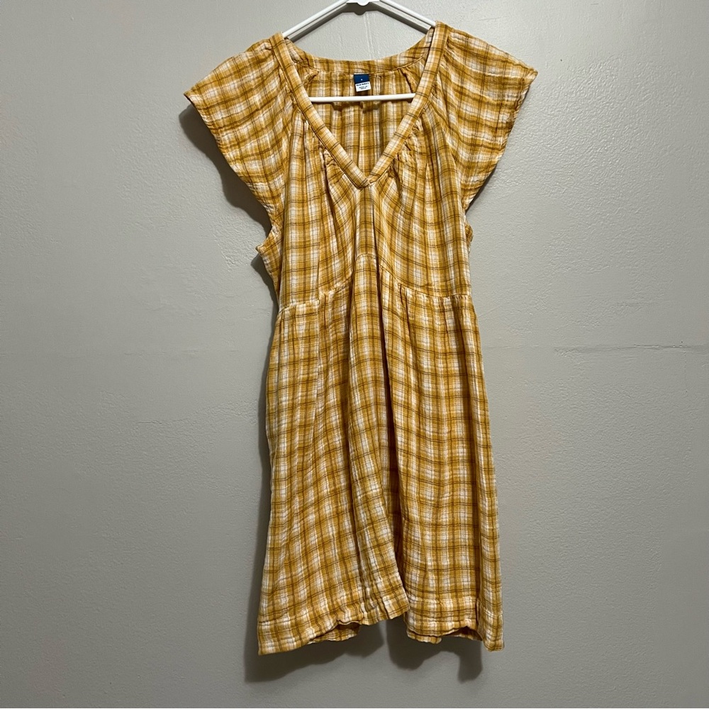 Old Navy Yellow Checkered Mini Dress